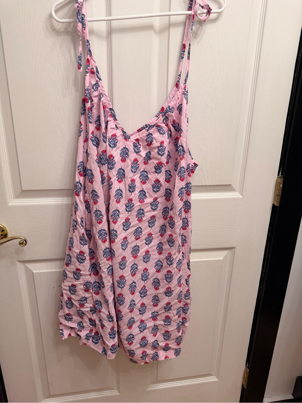 NWOT 3x Old Navy Pink Floral-Print Midi Dress with Blue and Red Motifs
